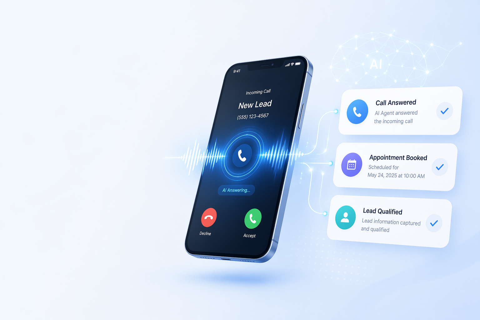 AI voice agent answering a business call for Voxtellect